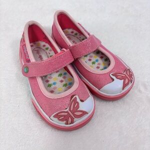 Stride Rite Pink and White Dress Shoes with Butterfly Design Size 5M